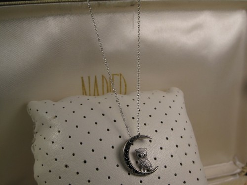 Gothic Sterling Silver Black Onyx Owl Setting on the Moon Chain Necklace - Picture 5 of 9