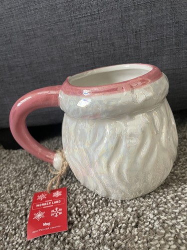 NEW Light Pink SANTA Mug CHRISTMAS Wonder Land CERAMIC Hand Painted HOLIDAY - Picture 4 of 4