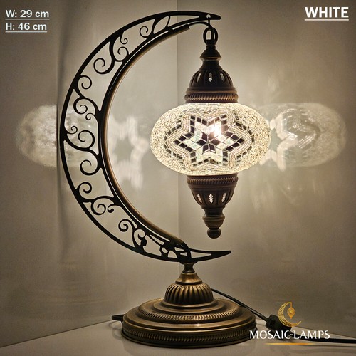 Moroccan Moon Table Lamp, Arc, Murano Crescent Desk Lights, Hilal Turkish Mosaic - Picture 14 of 15