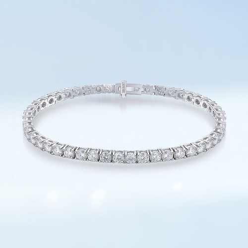 Bracciale Tennis Moissanite 3,5mm Catena Argento Sterling 925 Placcato Oro Bianco 18K - Foto 2 di 13