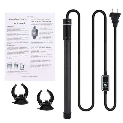 Titanium Aquarium Heater 500W Submersible Tropical Fish Tank Heating Rod w/ LED - Picture 16 of 16