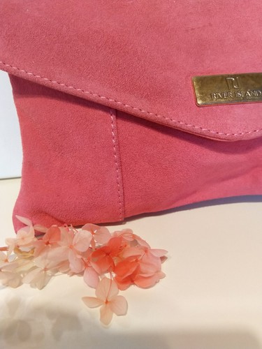 river island pink suede clutch bag small leather handbag - 第 7/17 張圖片