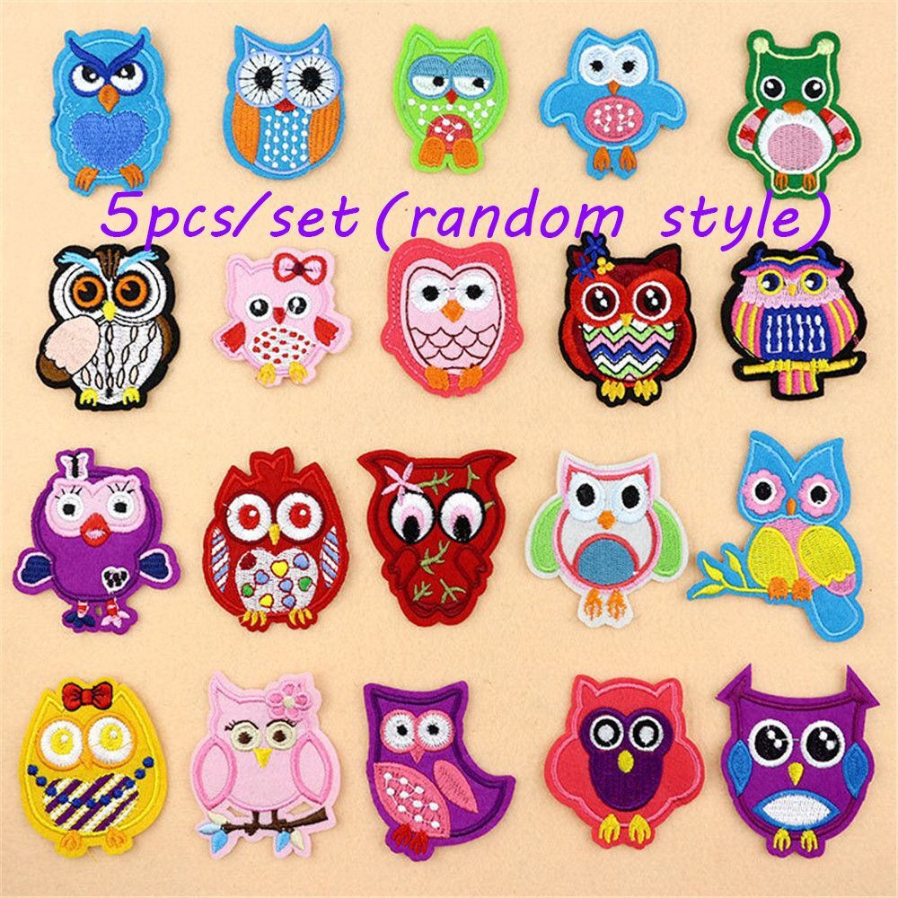Embroidered Route Iron-on Fabric Badge Sticker Apparel Applique Owl Patches - Picture 2 of 12