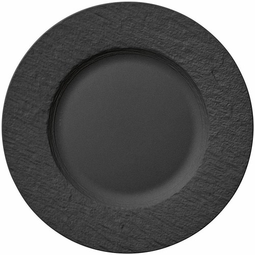 Flacher Speiseteller von Villeroy & Boch - moderner schwarzer Teller Manufaktur Rock