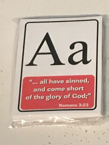 Bible Alphabet Cards -  Memory Verse Cards Kindergarten - 26 Cards  - 4.25 x5.5 - Picture 1 of 6