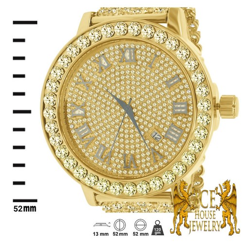 Sleek Roman Dail Simulated Diamond Steel Gold Tone JoeRodeo Khronos Custom Watch - Picture 2 of 4