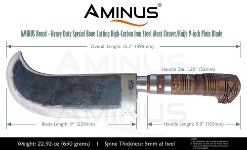 Brand - Heavy Duty Special Bone Cutting High-Carbon Iron Steel Meat Cleaver/Knif - Picture 2 of 5