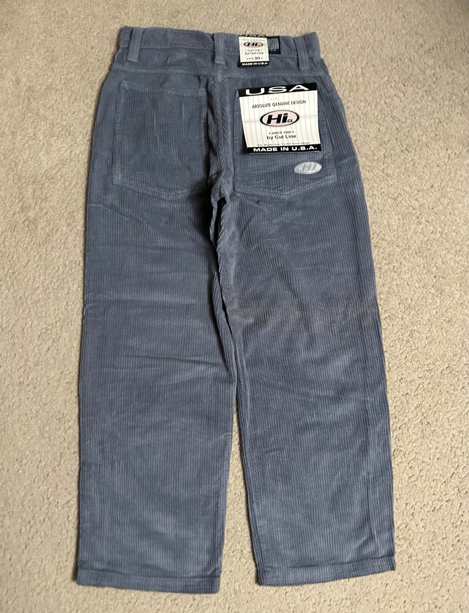 Vintage Hi CUT LINE Skater Baggy CORDUROY Pants Light Blue
