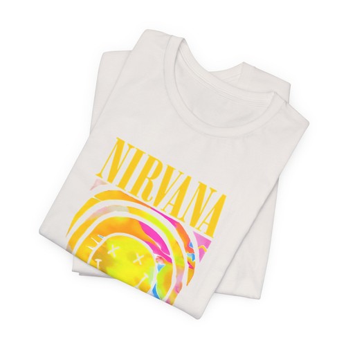 Nirvana Smiley Face Kurt Cobain Neon Vintage Band Premium Blend Concert T-Shirt - Picture 3 of 15