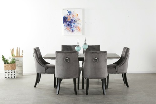 Windsor Samt Zug Türklopfer Nieten Ess Küche Akzent Stühle Luxus Wow - Bild 28 von 49
