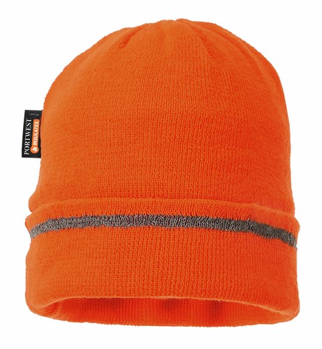 Portwest B023 Reflective Trim Outdoor Work Knit Beanie Hat with Insulatex Lining - Picture 6 of 10