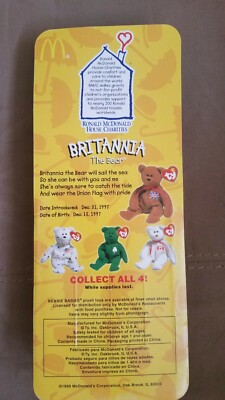 Britannia the Bear ERRORS McDonalds Retired Ty Teenie