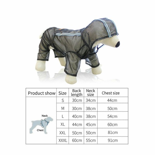 Pet Dog Raincoat Hooded Rain Coat Jacket Waterproof Reflective Windbreaker - Picture 8 of 17