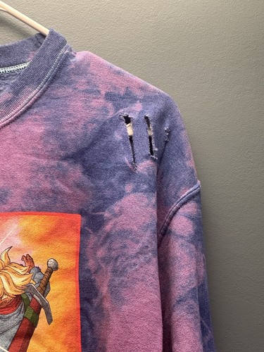 Dragon Ball Super Purple Tie Dye Sweater Pullover Shirt Distressed God Goku Rare - Imagen 7 de 18