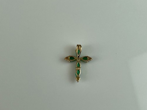 0.75ct Emerald & Diamond Cross Pendant 9ct Gold Diamond Emerald Pendant - 第 11/14 張圖片