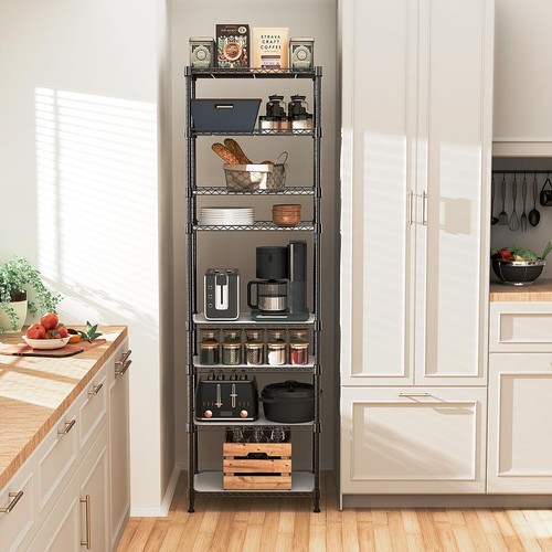 MZG 8 Shelf Black Metal Wire Shelves Shelving Unit Utility 13.8"Dx 23.6"Wx79.5"H - Picture 7 of 9