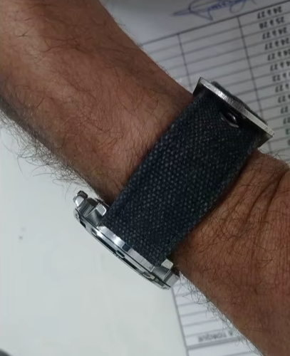 22mm Double Canvass Black Military Denim Webbing Canvas Watch Strap Band. - Picture 6 of 9