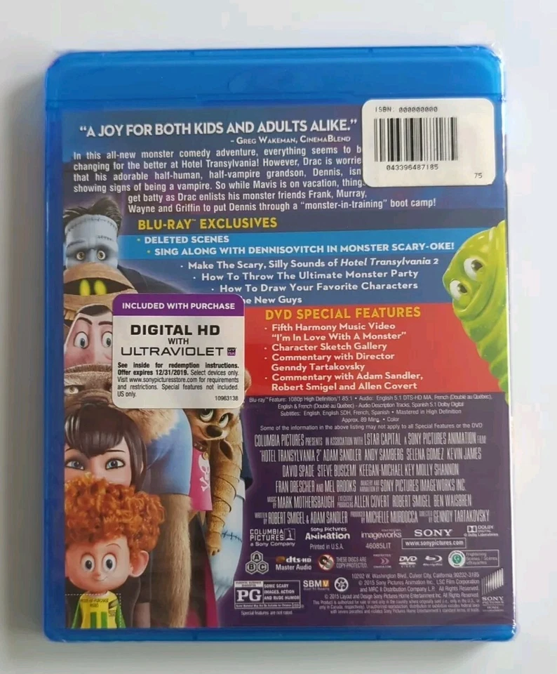 Hotel Transylvania 2 (Blu-ray/DVD, 2016, 2-Disc Set) - Image 2 of 2
