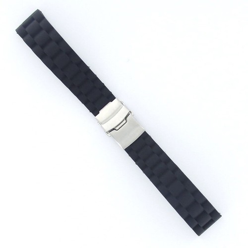 20 Mm Waterproof Watch Clasp Adjustable Band Black 20mm - Picture 7 of 8