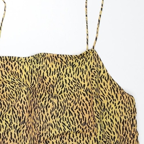 Suéter Motel Mujer Amarillo Estampado Animal Viscosa Vestido Deslizante Talla M Cuello Cuadrado - Imagen 7 de 12