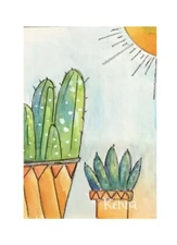 Painting Aceo Original Art Card Cactus By Kenna Signed