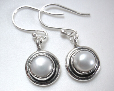 White Cultured Freshwater Pearl and Labradorite Drop Earrings Sterling Silver White Cultured Freshwater Pearl and Labradorite Drop Earrings Sterling Silver