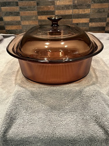 Corning Ware Vision Amber 4L Fluted/Ribbed Oval Roaster Casserole Dutch Oven Lid - Picture 3 of 7