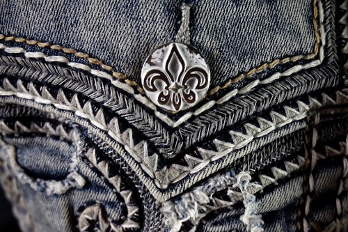 $220 Mens Rock Revival Jeans "James" Leather Inserts Faux Straight 38 X 33 - Picture 4 of 11