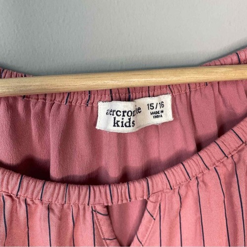 Abercrombie & Fitch Kids Girls Pink Blouse With Black Pinstripes Size 15/16 - Picture 7 of 12