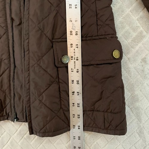 Ralph Lauren Girls Large 12/14 Coat Brown Quilted Pony Logo Missing Zipper - Picture 10 of 17