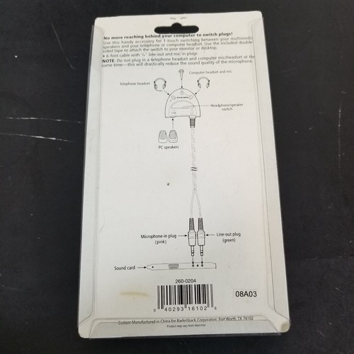 RadioShack Komputer Słuchawki Przełącznik głośnika 6-stopowy kabel 1-przyciskowy przełącznik - Zdjęcie 3 z 4