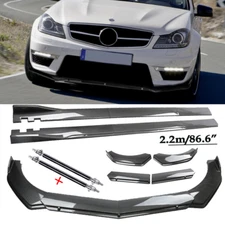 Front Bumper Lip Chin Spoiler For Mercedes-Benz Carbon Fiber Side Skirt Body Kit