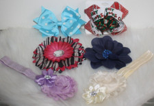 Lot Of Toddler Girls Stretch Headbands  Flower Clips Lilac Cream Blue Pink Boho