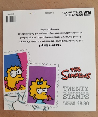 THE SIMPSONS 44 CENT 2009 SCOTT #4399-4403 FOGLIO FRANCOBOLLI MNH - Foto 3 di 3