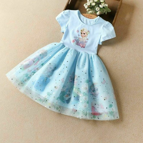 Kid Girls Elsa Princess Dress Children Birthday Party Tutu Tulle Dress Age 2-10 - Picture 13 of 15