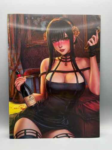 3D-Bild/Flip Effekt-Sexy Frau mit Wein/Whisky-schwarzes Kleid-30x40cm-mit Rahmen - Bild 4 von 13