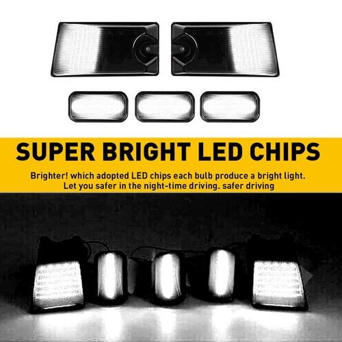 For 2003-2009 Hummer H2 / SUT SUV Smoke White LED Top Roof Cab Marker Lights Set - Picture 6 of 11