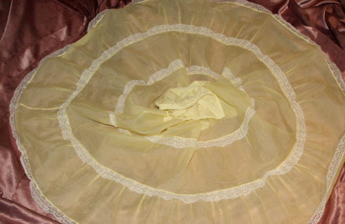 Vintage Stufen PETTI - VOLANTS Unterrock GELB Nylon SPITZENBORTEN Gr. M - Bild 7 von 7