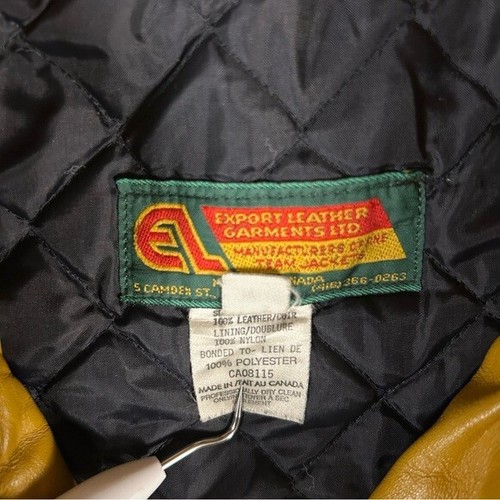 Vintage 1992 Men's Leather Varsity Jacket Waterloo Engineering Gold Size 48 XL - Picture 4 of 11