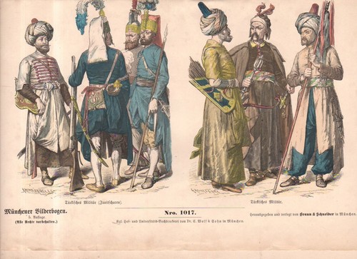 1880 Chromo Fashion print of 1600-1750 Turkey - Military uniforms and weapons - 第 1/1 張圖片