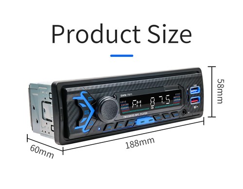 1 DIN Bluetooth Stereo Car Radio Player In-Dash FM AUX MP3 USB 2.1A Fast Charge - Bild 7 von 12