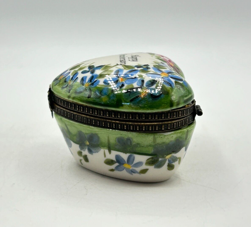 Studio USA Heart Shaped Happy Anniversary Hinged Lidded Porcelain Trinket Box - Picture 5 of 14