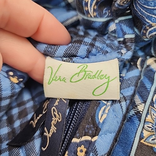 Vera Bradley Womens Purse Shoulder Hand Bag Quilted Windsor Navy Blue Paisley - Picture 14 of 22