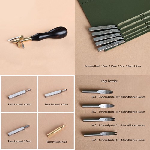 Multi function Leather Craft Edge Bevelers Press Line Groover Creaser Tools Set - Picture 2 of 7