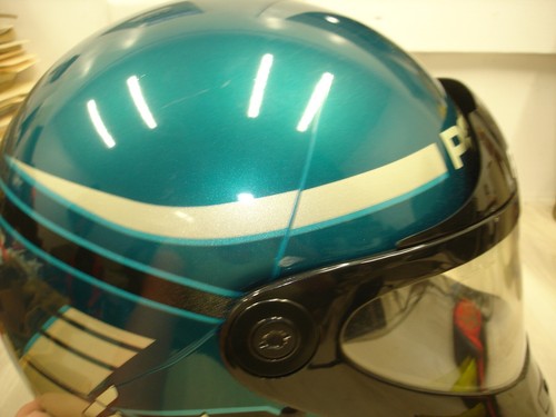 Vintage Bell Polaris indy  wedge  Snowmobile Helmet  green teal silver SM READ - Picture 6 of 18