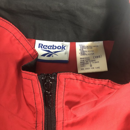 Vintage 90s Reebok Windbreaker Mens Full Zip Jacket Size S Red Black Gray E33 - Picture 4 of 7