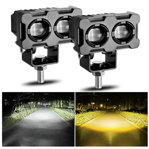 2pcs Motorcycle LED Driving Spotlight Work Light Yellow White Fog Lights Lamp - Picture 18 of 22