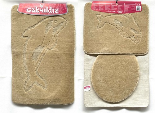 Badgarnitur Badteppich Badezimmergarnitur 3-Teilig Set 85 x 55cm WC Vorleger - Bild 20 von 29