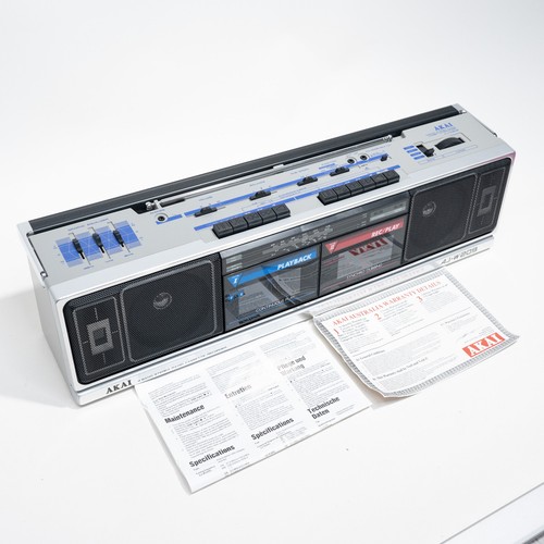 AKAI AJ-W209s Retro Stereo FM/AM Radio Dual Tape Cassette Boombox - Works Tested - Picture 6 of 15