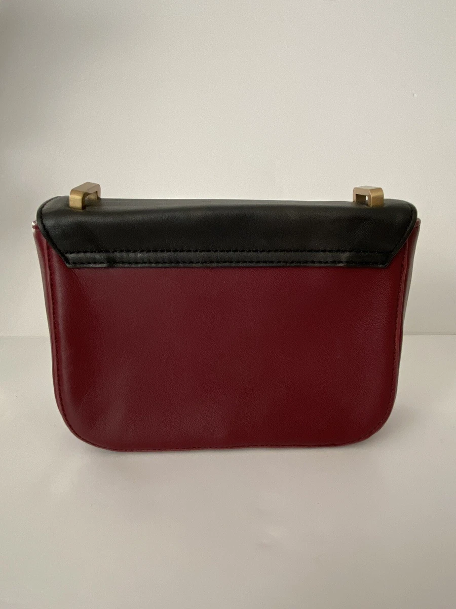 Lulu Guinness Gold Lips Clutch Bag Red Maroon No Shoulder Strap